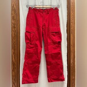 Vtg Polo Ralph Lauren Red Military Utility Paratrooper Cargo Pants 32x30